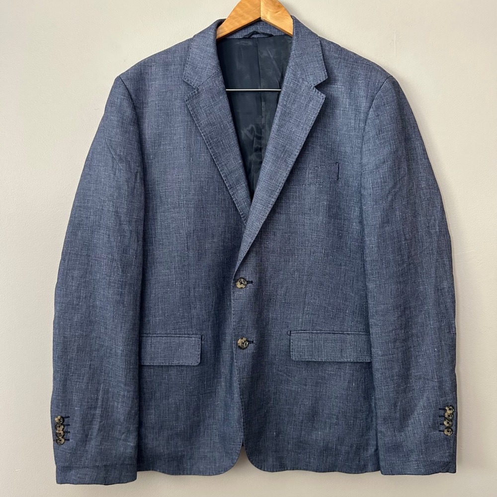 Rodd & Gunn Blazer Mens 2XL Blue Linen Cotton Blend Sports Fit Jacket Sport Coat